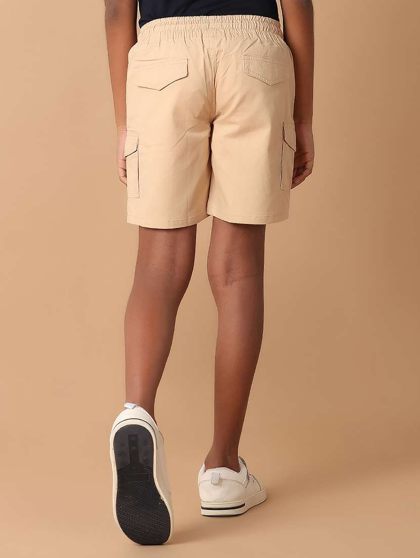 boys mid rise solid cargo shorts - 21611372 -  Standard Image - 3