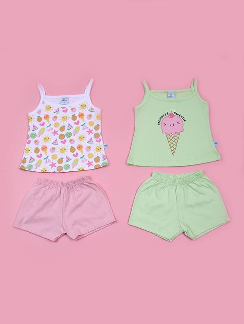 kids pack of 2 printed t-shirt & shorts set - 21611419 - Standard Image - 0