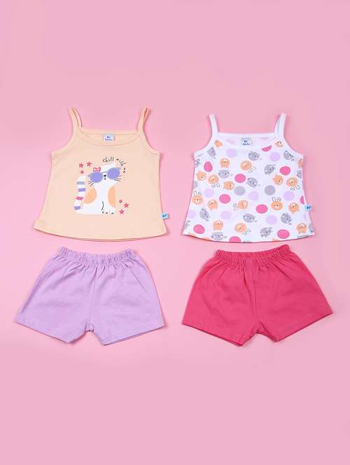 kids pack of 2 printed t-shirt & shorts set - 21611421 - Standard Image - 0