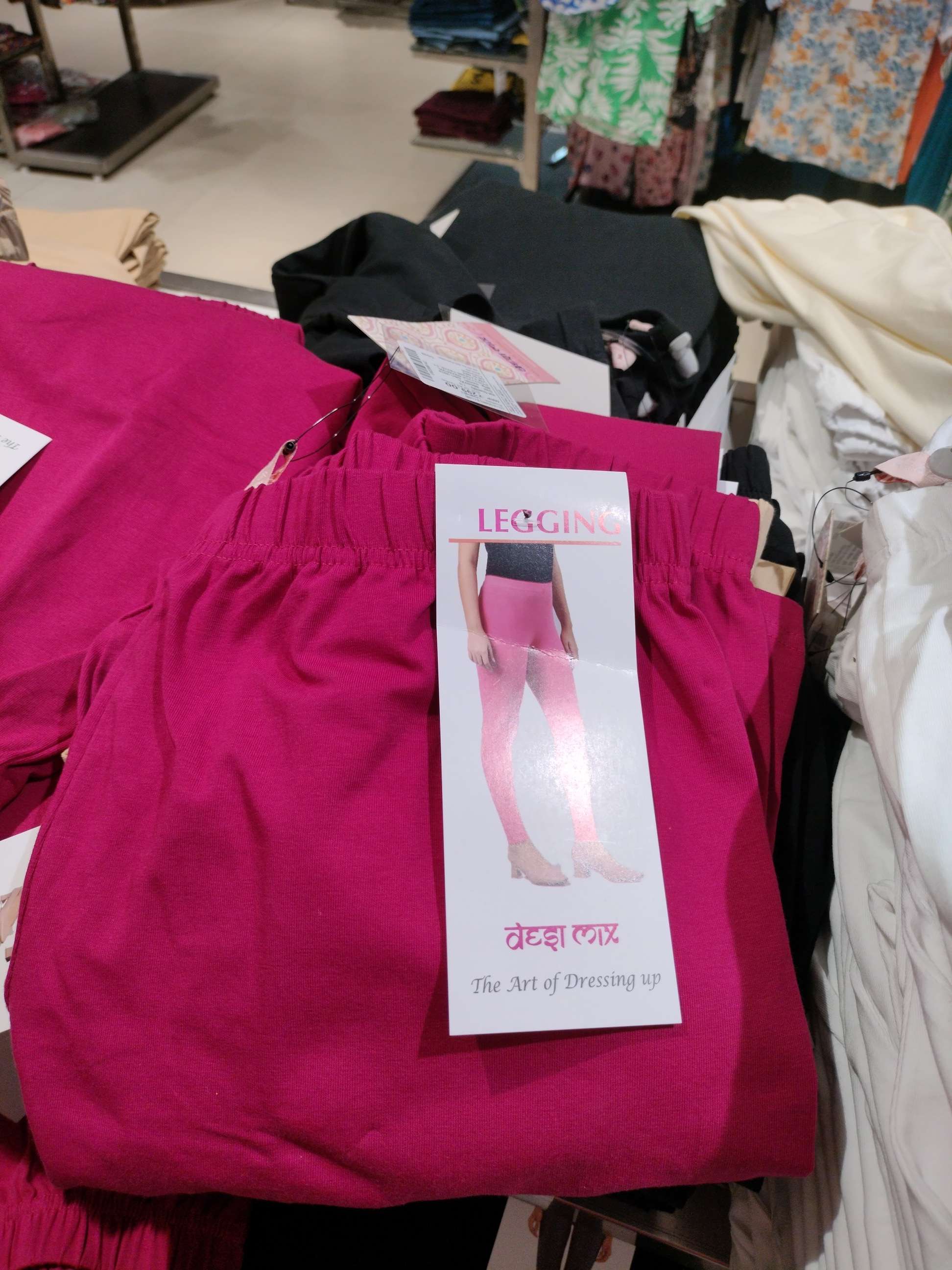fuchsia cotton spandex churidars & leggings - 21611455 -  Zoom Image - 0