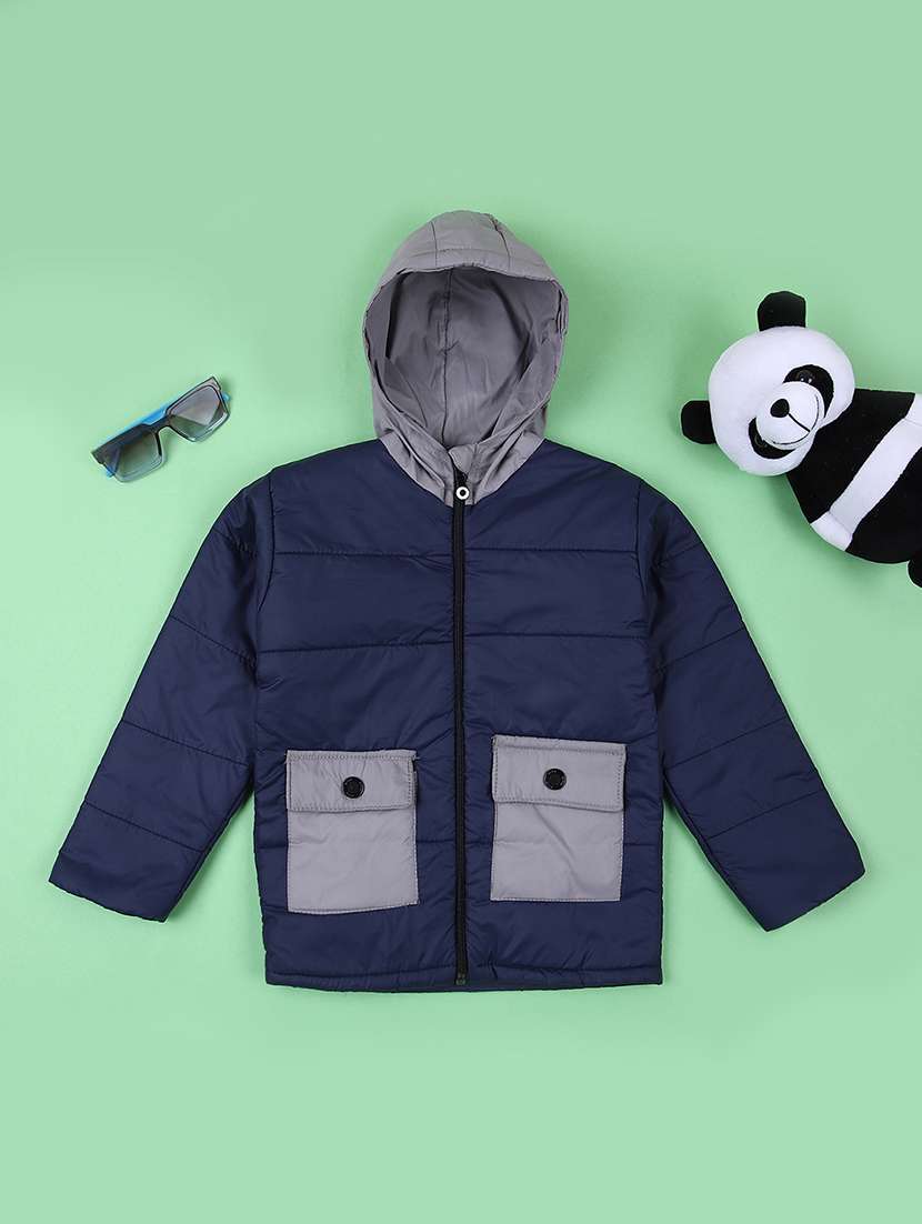boys solid long sleeve quilted jacket