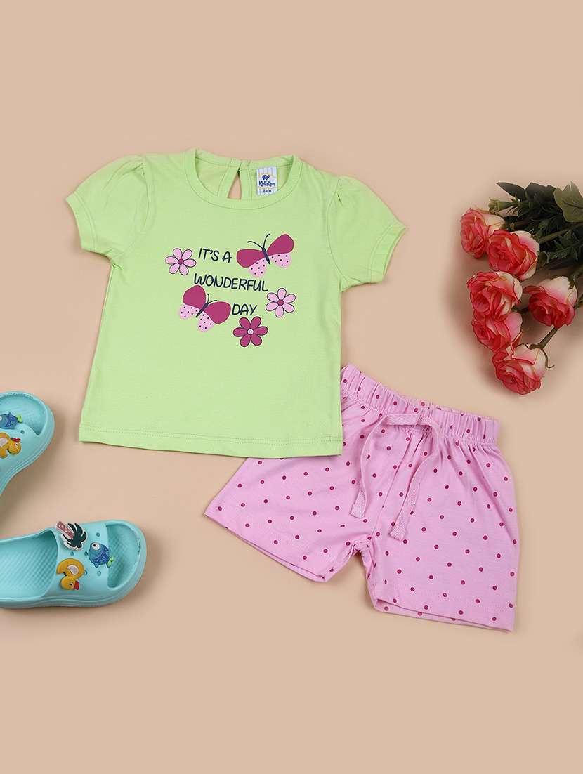 kids printed t-shirt and short set