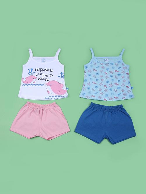 kids pack of 2 printed t-shirt & shorts set - 21611552 - Standard Image - 0