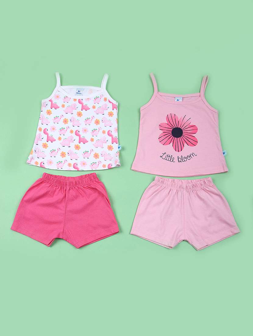 girls pack of 2 printed shorts sets
