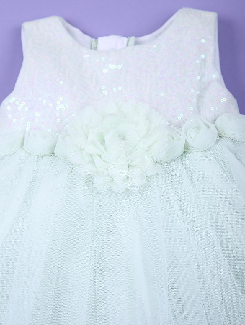girls square neck flare net frock - 21611666 - Standard Image - 3