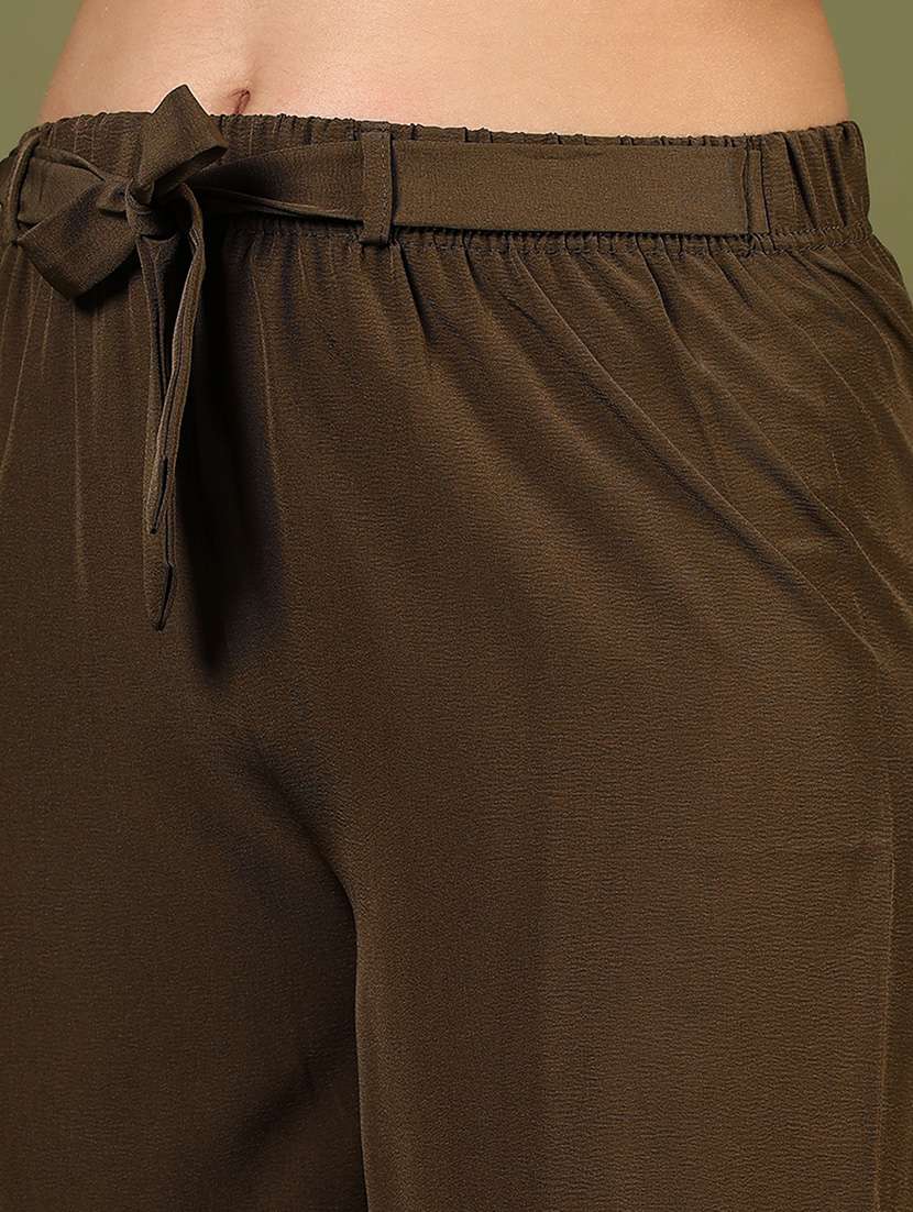 women brown solid mid rise culottes - 21611668 -  Standard Image - 5