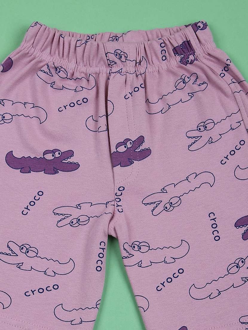 boys purple printed t-shirt & shorts set - 21611754 - Standard Image - 3