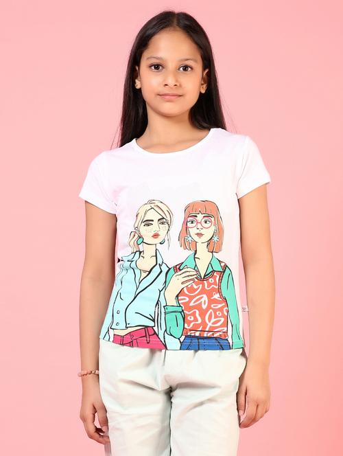 girls printed round neck short sleeves tee - 21611789 -  Standard Image - 0