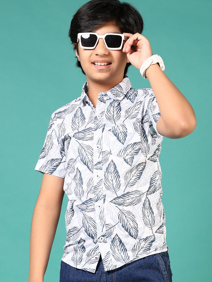 boys printed collared short sleeves shirt