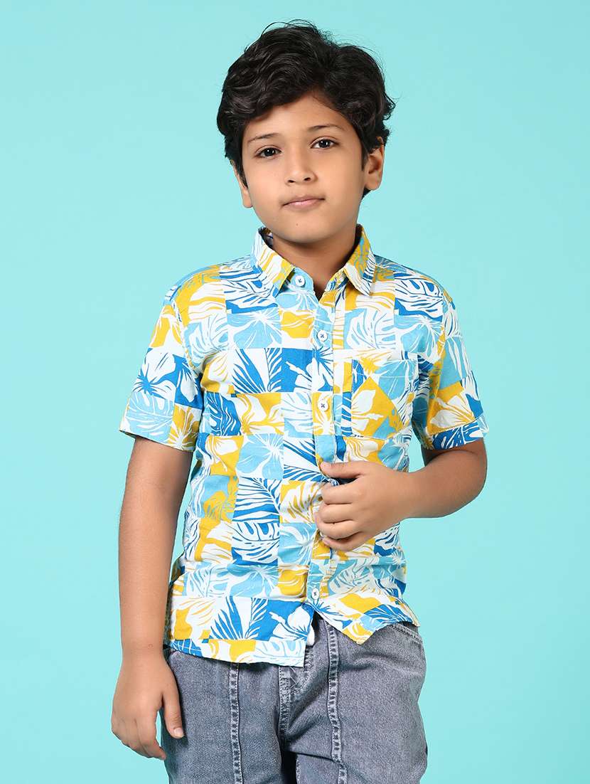 boys printed short sleeve casual shirt