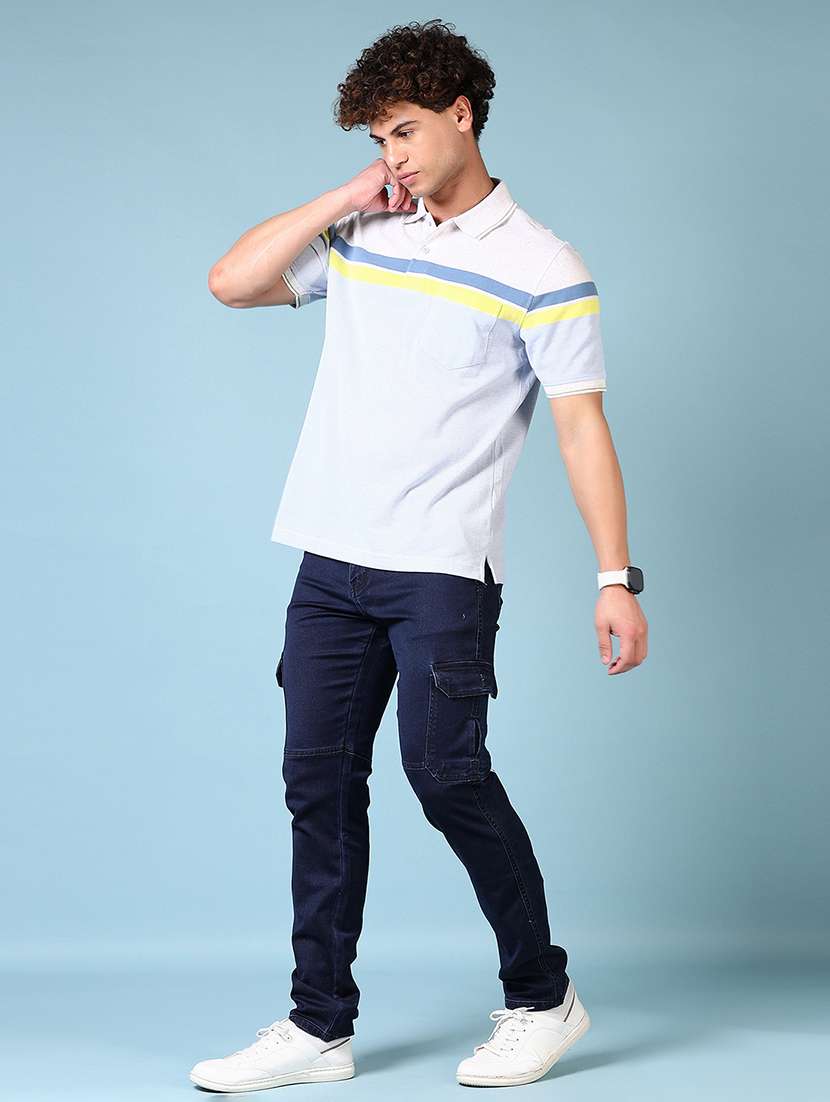 men striped short sleeve polo t-shirt - 21612100 -  Standard Image - 3