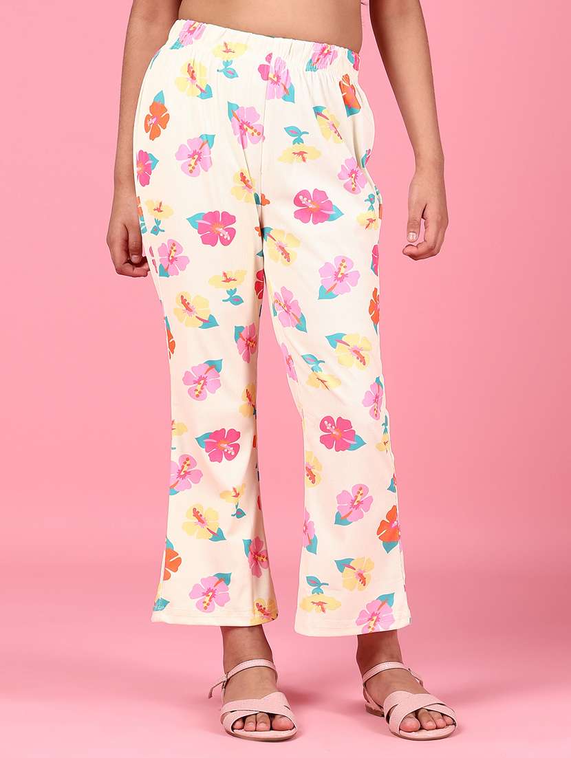 girls floral printed mid irse palazzo trouser