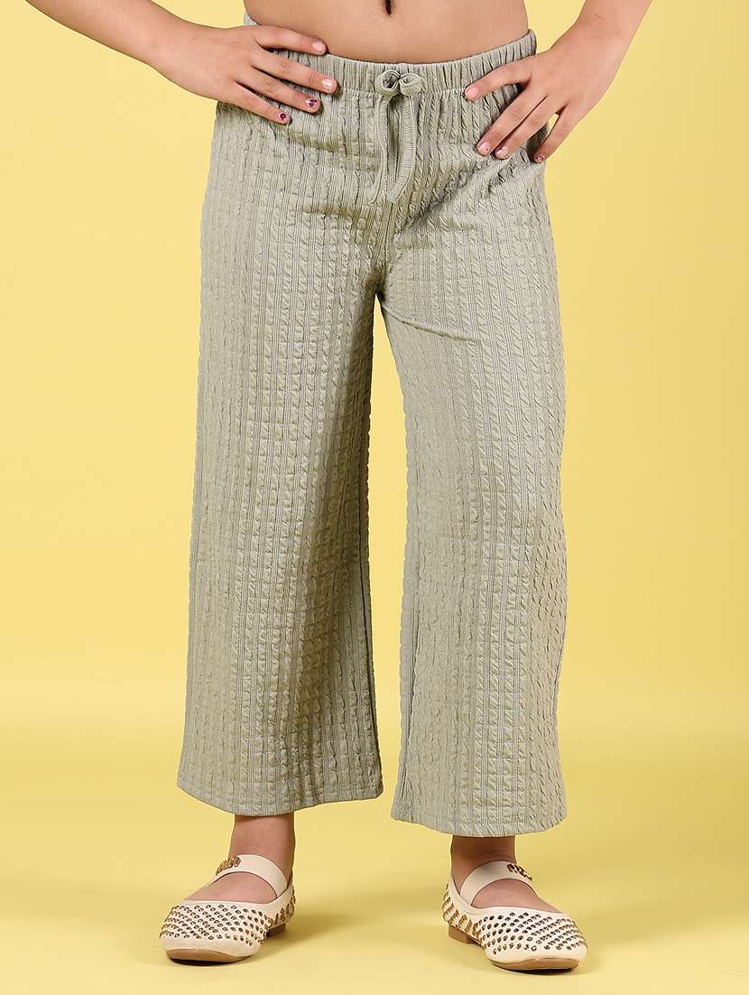 girls textured mid rise palazzo trouser