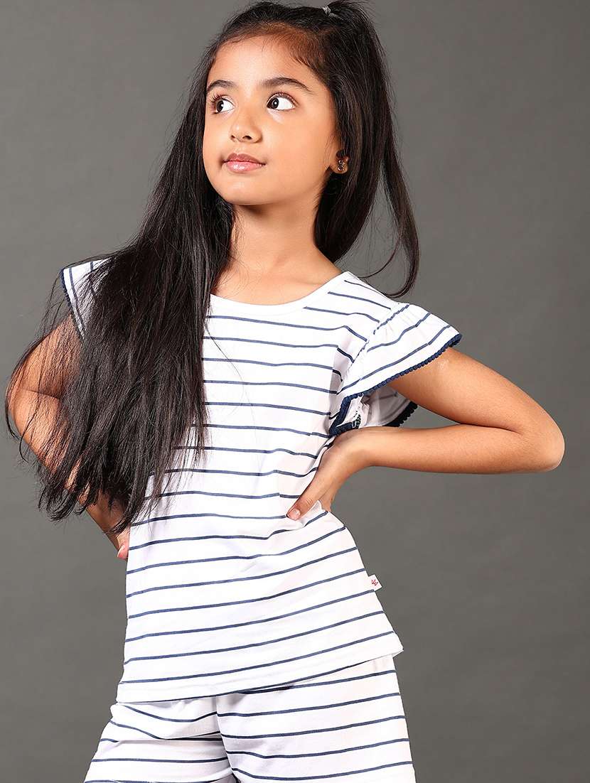girls striped t-shirt and shorts set - 21612135 - Standard Image - 3