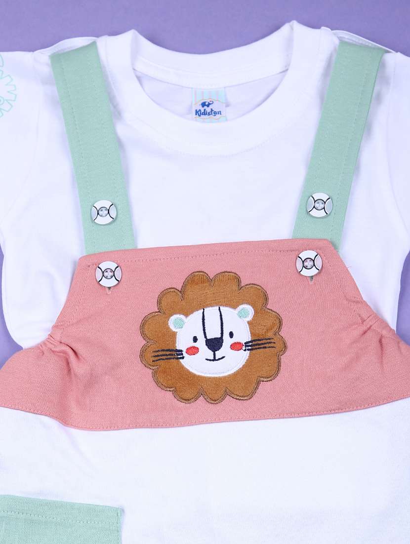 kids color blocked t-shirt with dungree - 21612137 - Standard Image - 3
