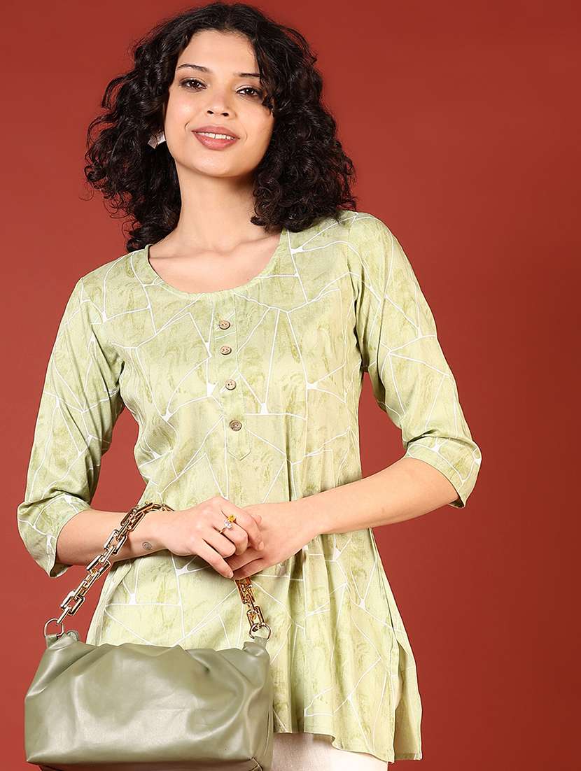 women printed round neck straight kurti - 21612266 -  Standard Image - 3