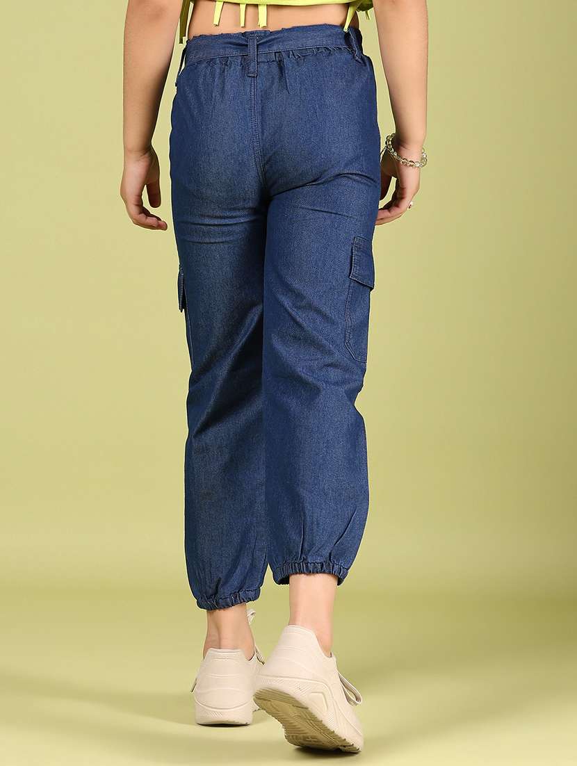 girls solid mid rise jogger - 21612365 -  Standard Image - 3