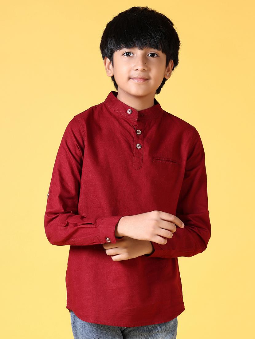 boys solid mandarin neck kurta
