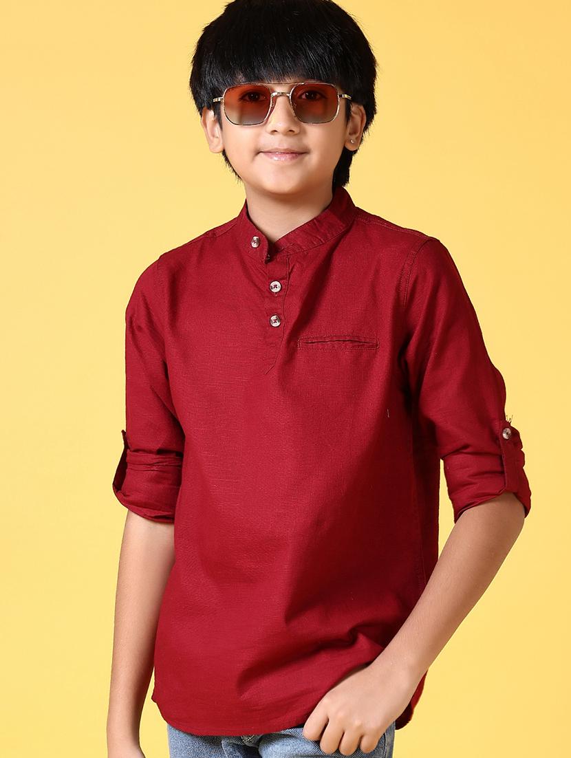 boys solid mandarin neck kurta - 21612416 - Standard Image - 3