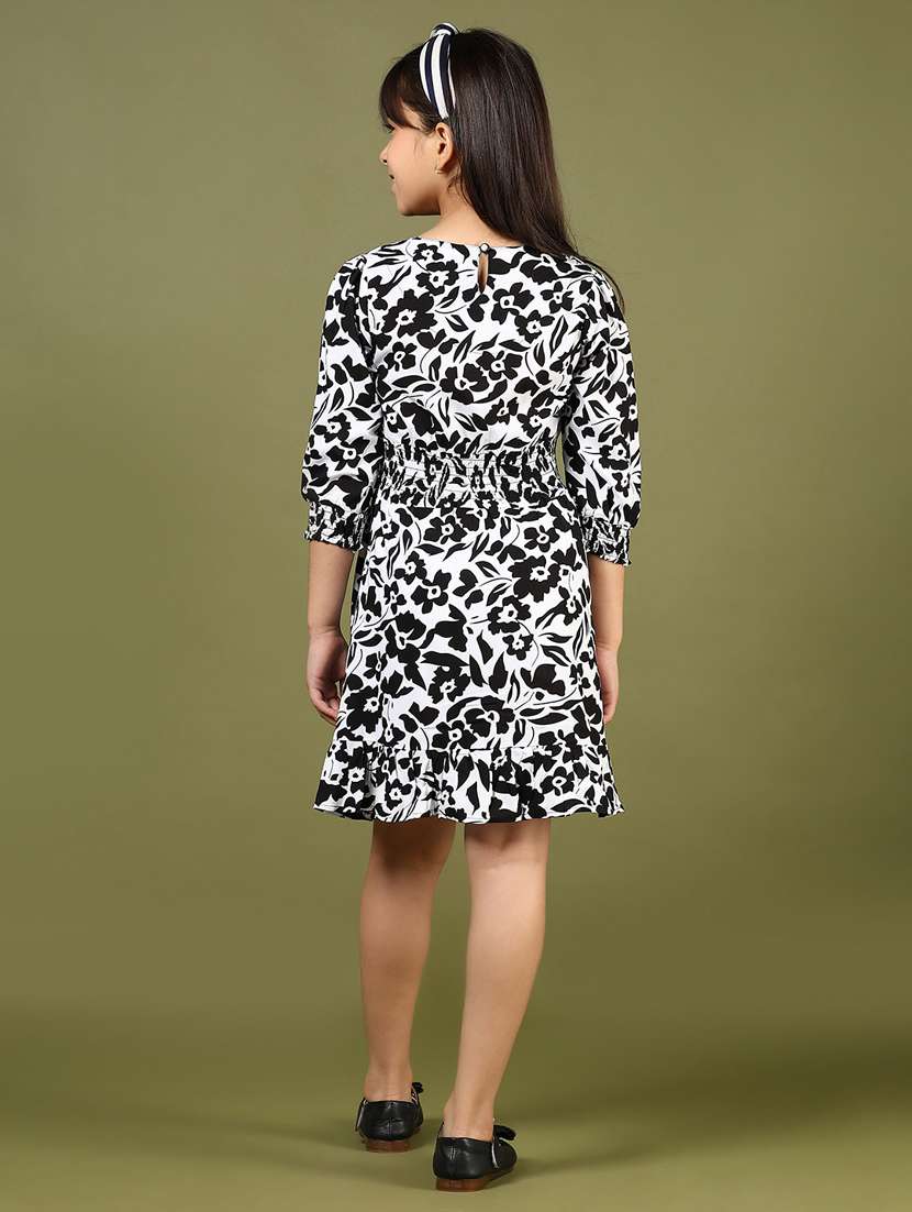 girls floral printed puff sleeves tiered dress - 21612471 -  Standard Image - 3