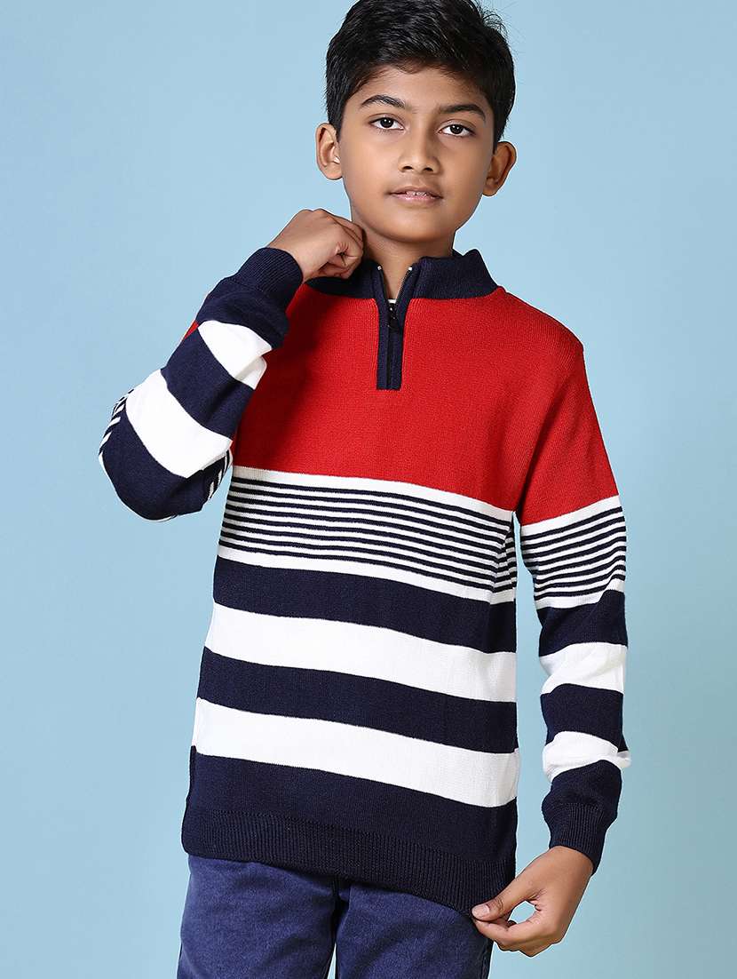 boys striped long sleeve pullover sweater