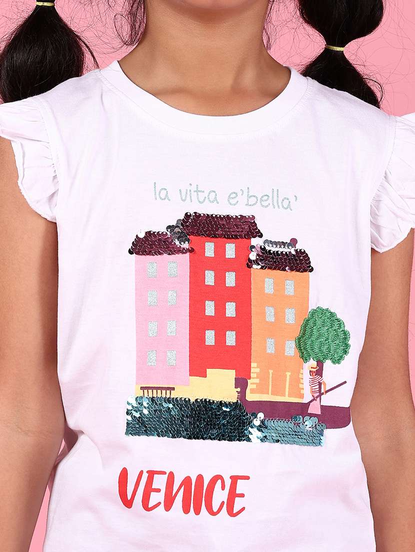 girls printed sleeveless round neck tee - 21612699 -  Standard Image - 5