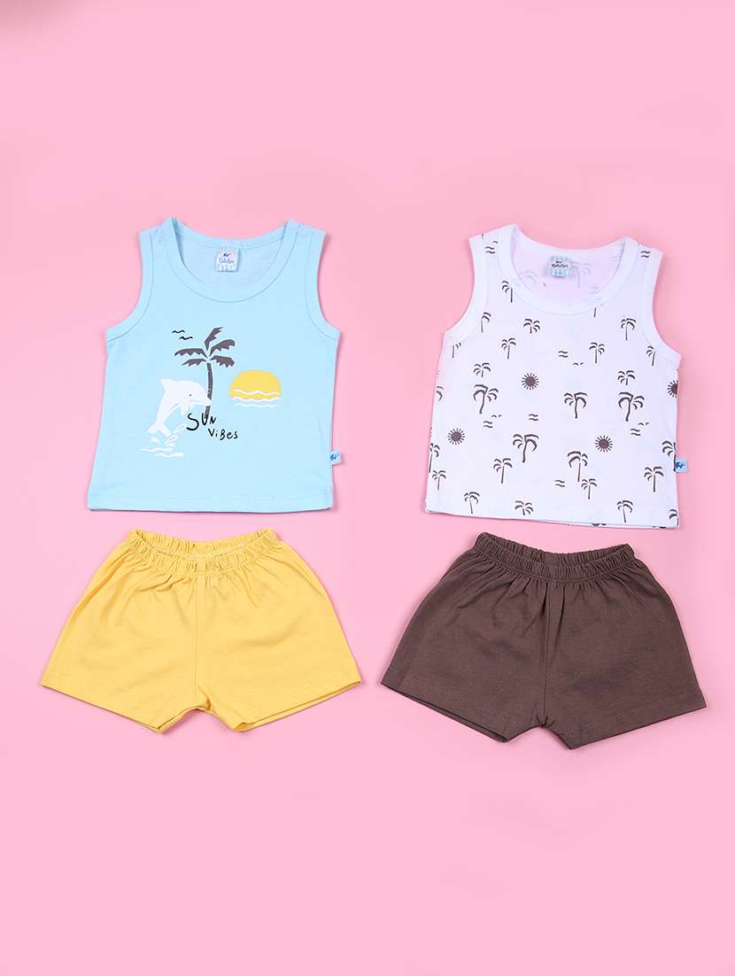 kids pack of 2 printed t-shirt & shorts set 