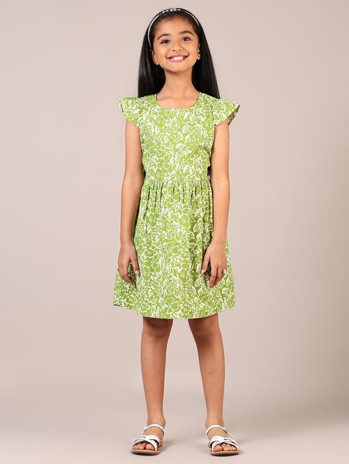 girls printed round neck frock - 21612845 - Standard Image - 0