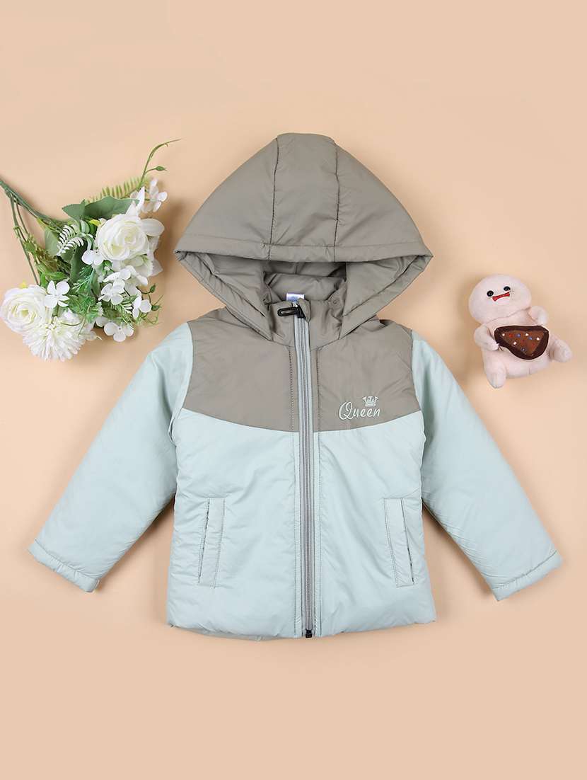 boys color blocked hooded quilted jacket