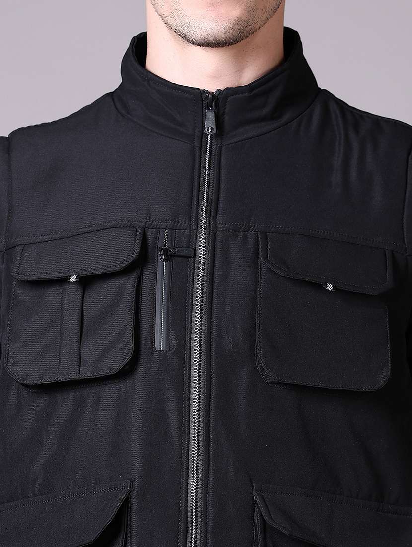 men solid sleeveless casual jacket - 21612869 -  Standard Image - 5