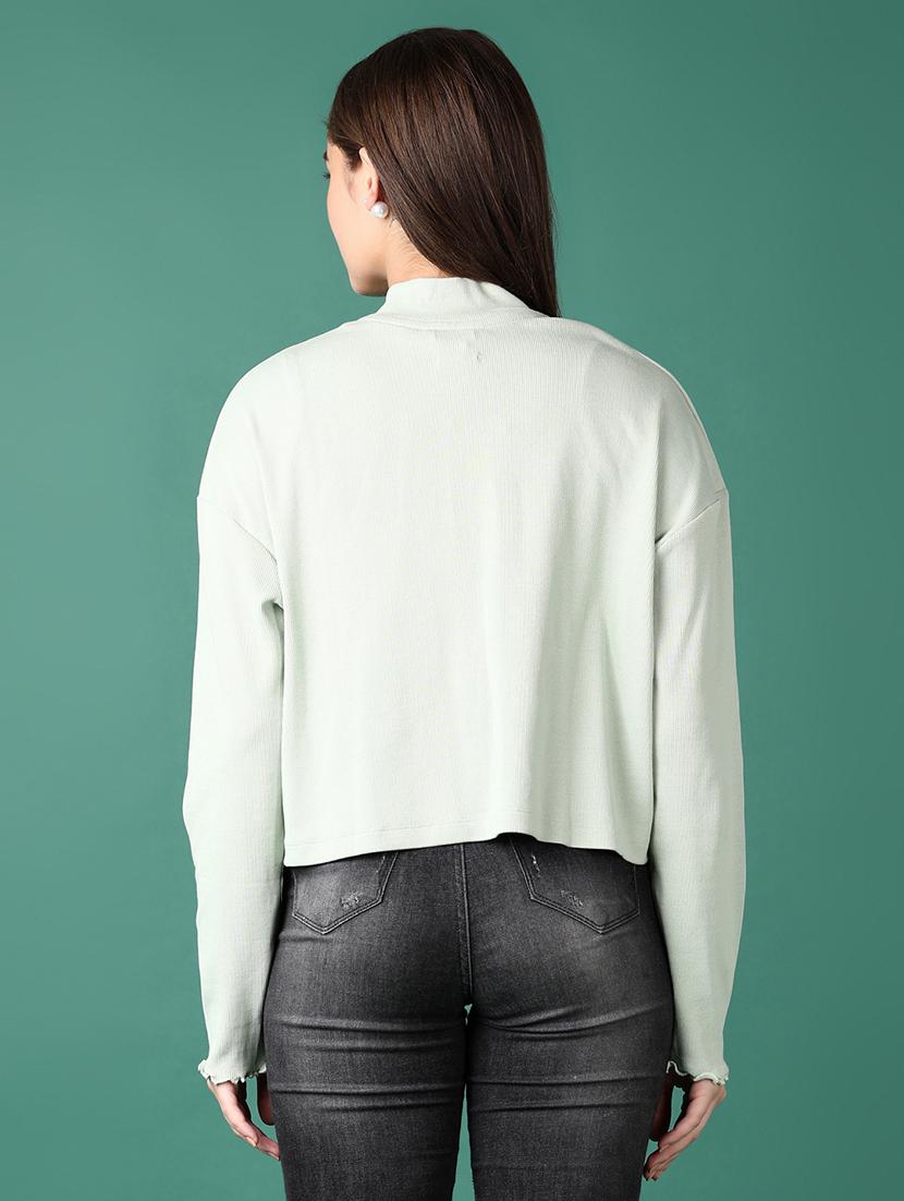 women sea green solid long sleeve t-shirt - 21612912 - Standard Image - 3
