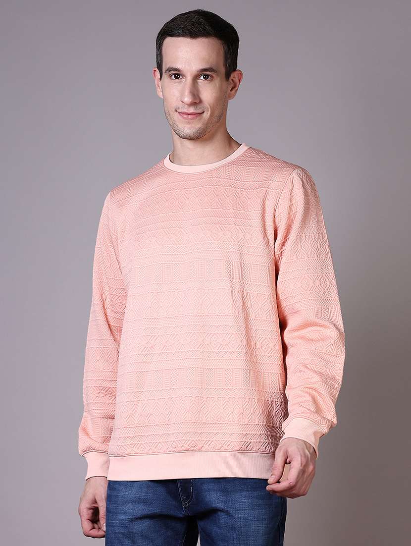 men long sleeves self design pullover