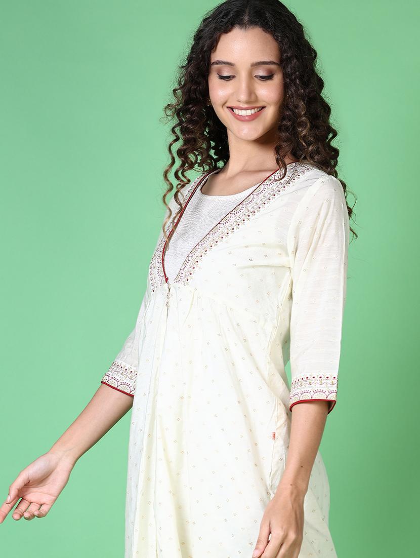 women printed round neck a-line kurta - 21612927 - Standard Image - 3
