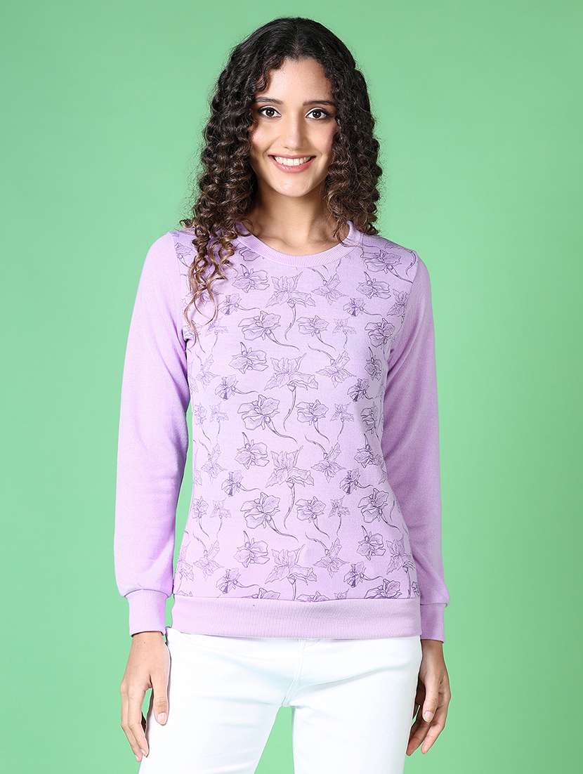 women printed long sleeves pullover