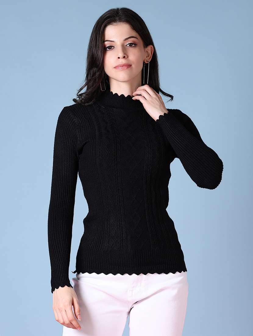 women long sleeves self design pullover