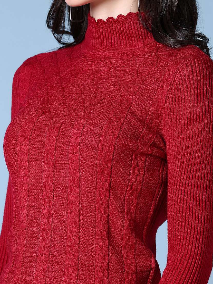 women long sleeves self design pullover - 21612967 -  Standard Image - 5