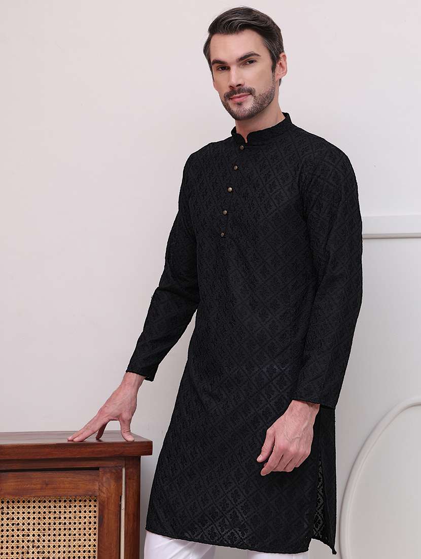 men embroidered long sleeves kurta pyjama set - 21613128 -  Standard Image - 3
