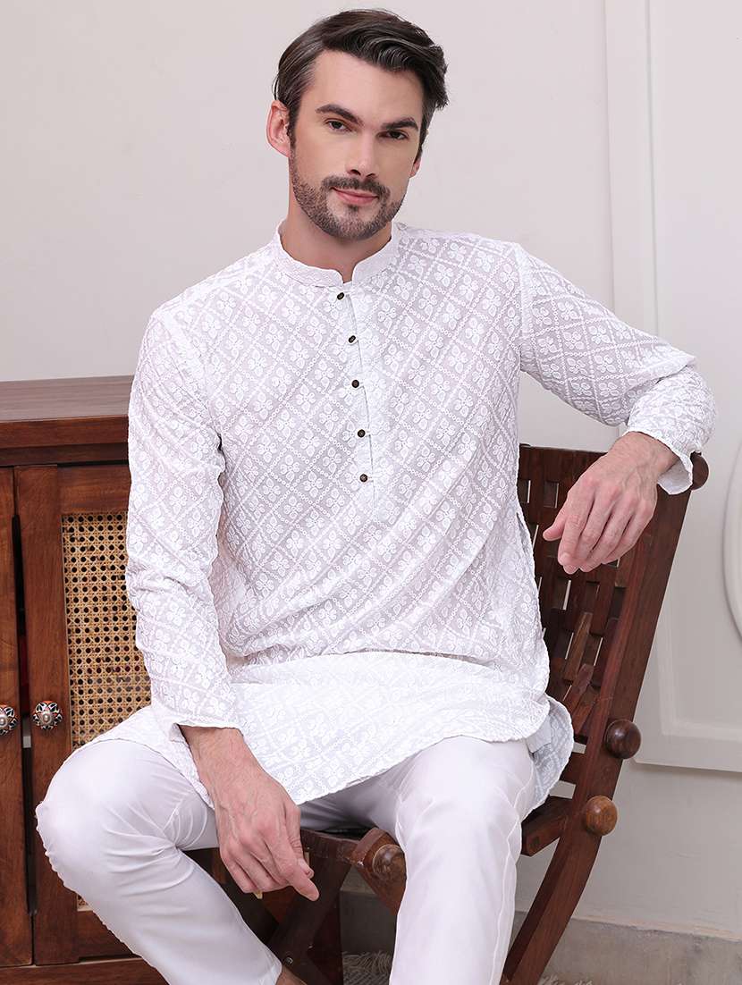 men embroidered long sleeves kurta pyjama set - 21613131 -  Standard Image - 3