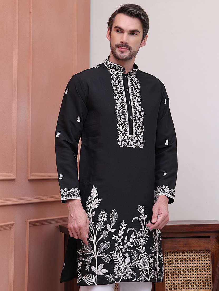 men embroidered long sleeves kurta pyjama set - 21613132 -  Standard Image - 3