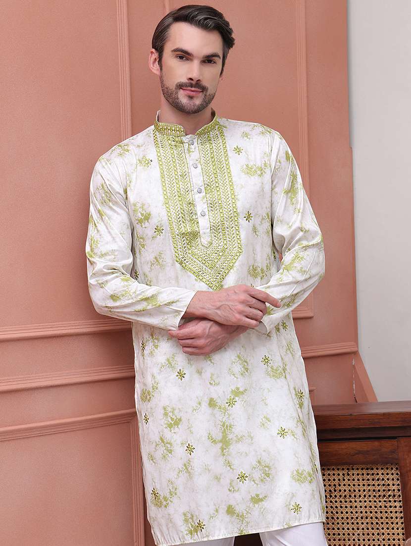 men embroidered long sleeves kurta pyjama set - 21613138 - Standard Image - 3