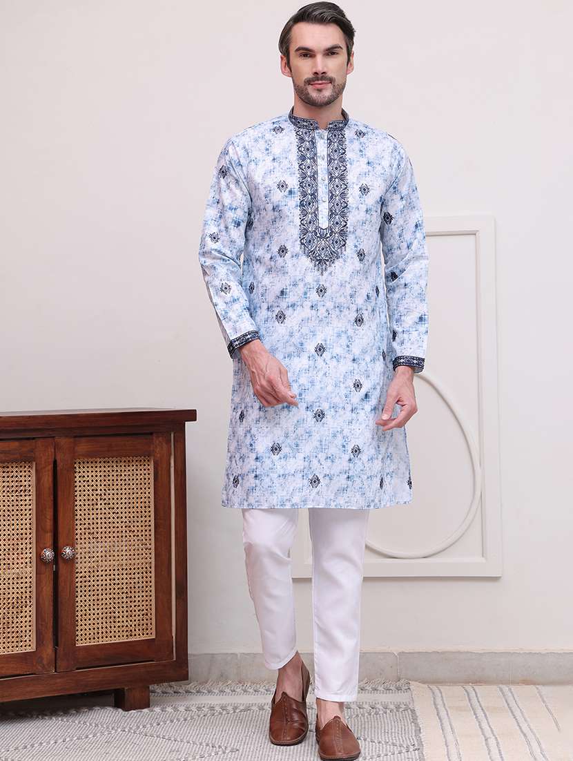 men embroidered long sleeves kurta pyjama set