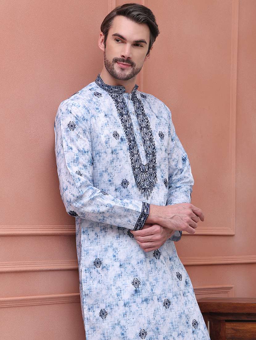 men embroidered long sleeves kurta pyjama set - 21613141 -  Standard Image - 3