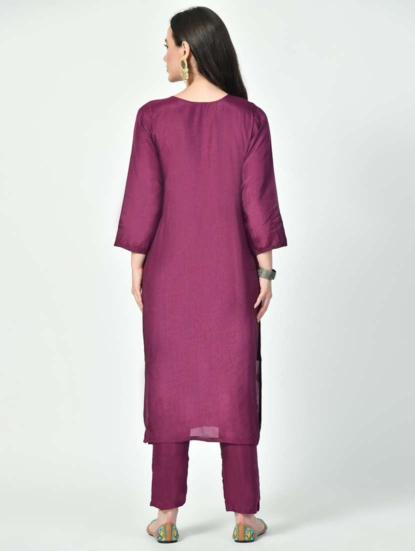 women three quarter sleeve kurta pant with dupatta set - 21613159 - Standard Image - 3