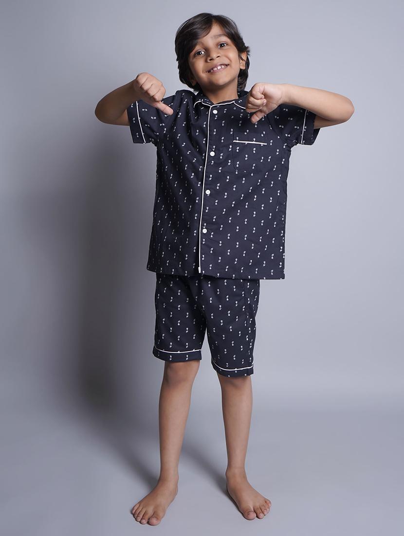 boys printed shorts nightwear set - 21613300 -  Zoom Image - 0