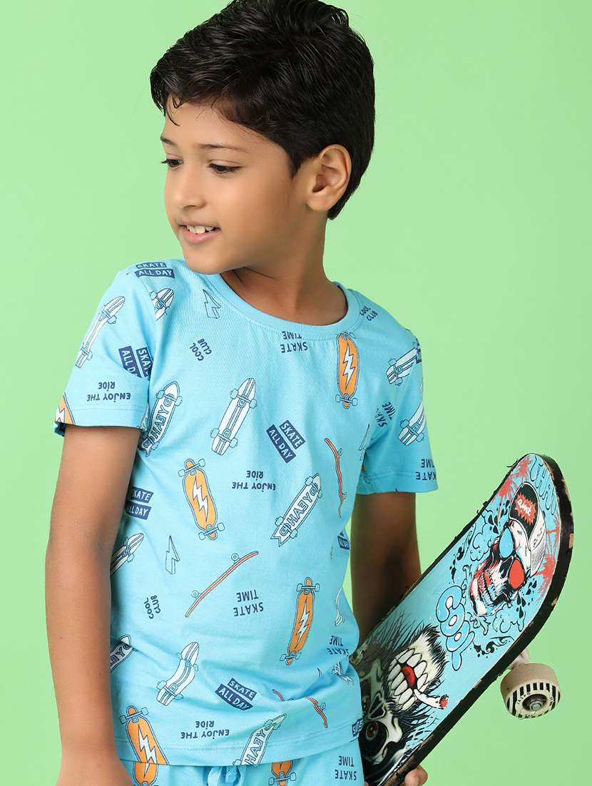 Boys Round Neck Printed T-shirt & Shorts Set - 21613353 -  Standard Image - 3