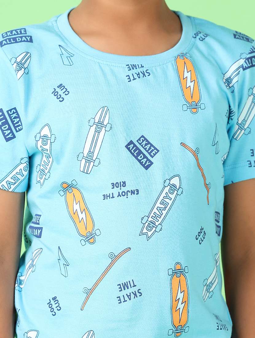 Boys Round Neck Printed T-shirt & Shorts Set - 21613353 -  Standard Image - 5