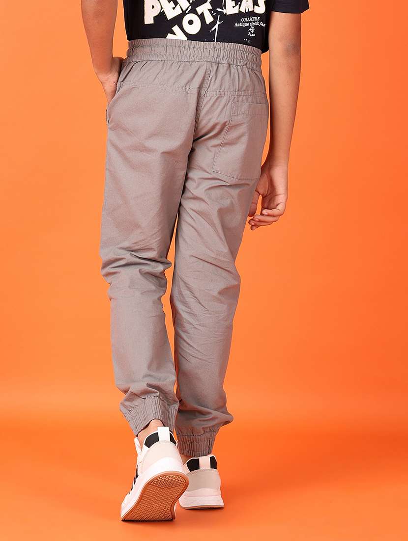 kids beige solid joggers - 21613434 -  Standard Image - 3