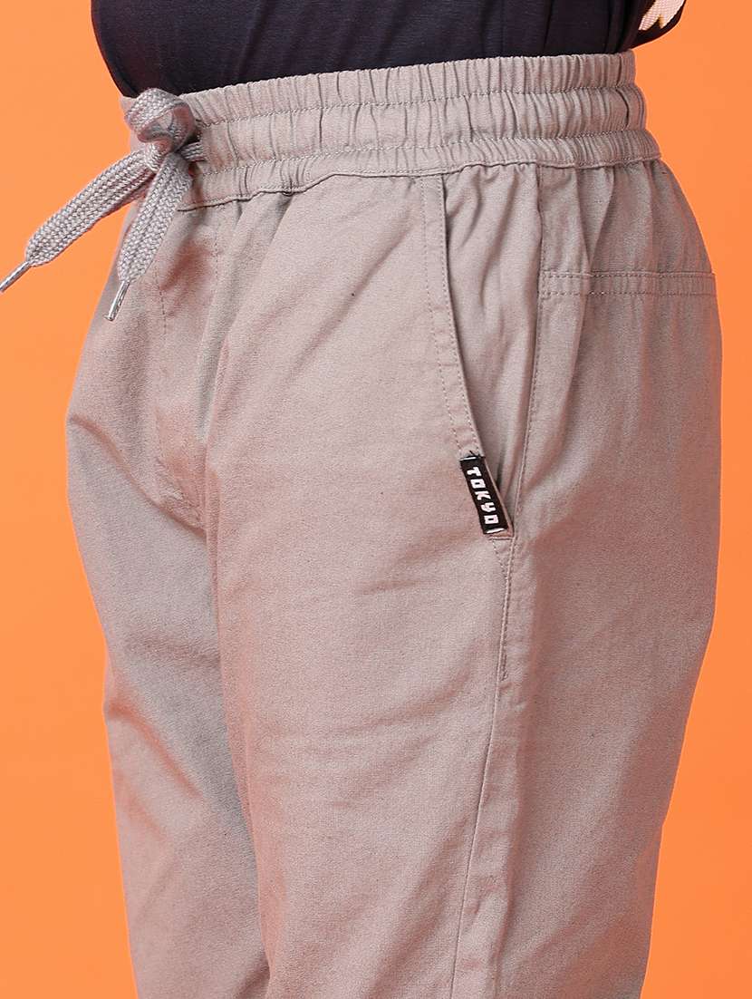 kids beige solid joggers - 21613434 -  Standard Image - 5
