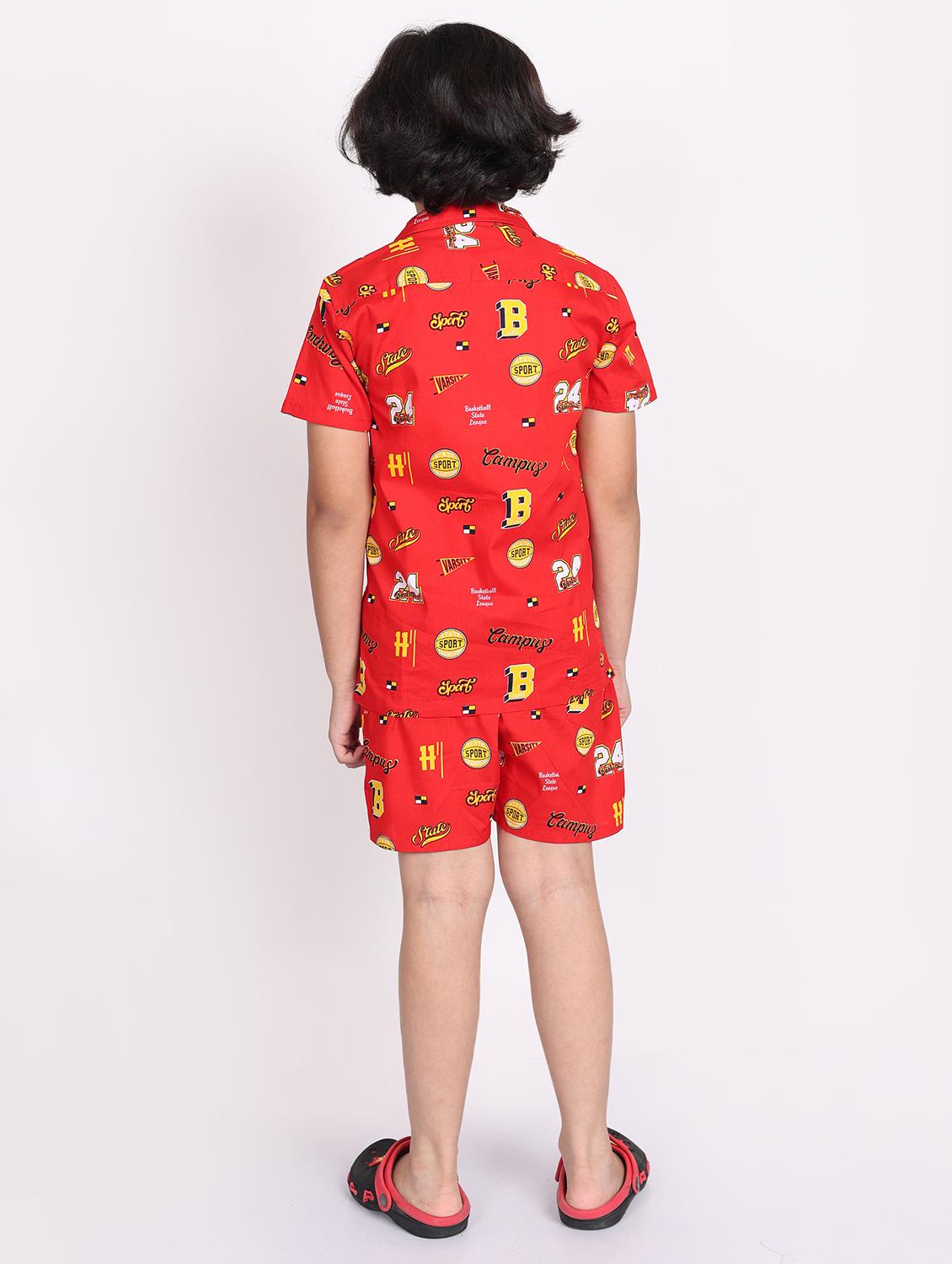 boys printed shorts co-ords set - 21613443 - Standard Image - 3