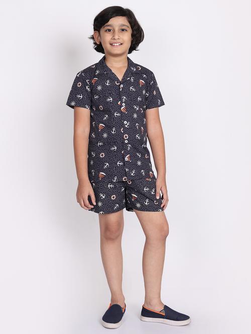 boys printed shorts co-ords set - 21613446 - Standard Image - 0